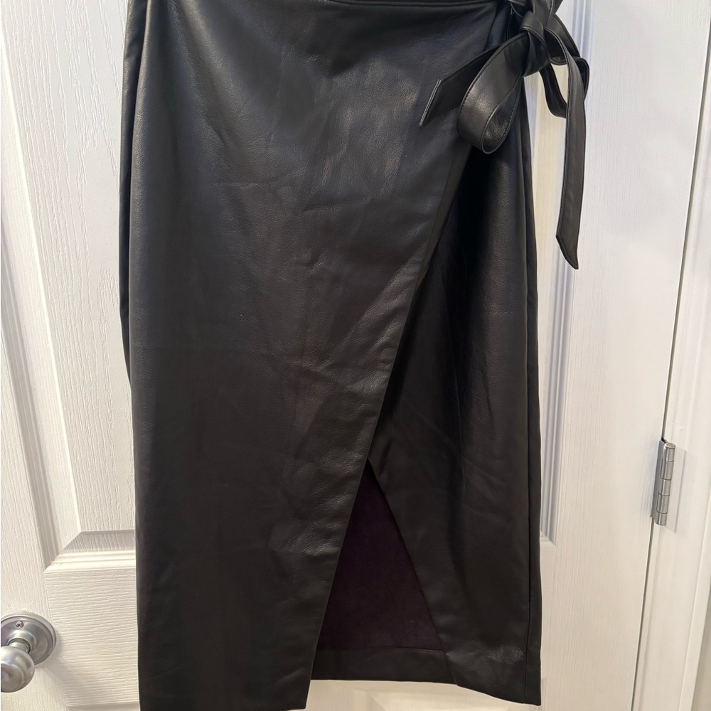 Babaton Black Pencil Skirt with Tie Detail